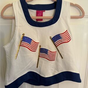 QUEEN OF SPARKLES Patriotic Flag Top and Skort Set